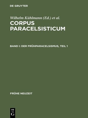 cover image of Der Frühparacelsismus / Teil 1